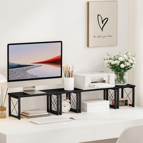 Honiter 2 Sets Desk Shelf, Desktop Organizer Shelf, Freestanding Small Bookshelf Desk Organizer, 2 Tier Independent Stackable Desktop Shelves, Desktop Office Storage Rack Display Shelf, Black - color: Black, size: 7.6in-2 Pack
