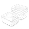 BINO Plastic Storage Containers, Small - 4 Pack THE LUCID COLLECTION, Multi-Use Organizer Bins Built-In Handles BPA-Free Clear, Fridge, Pantry & Home Organization - size: 4PK - SMALL