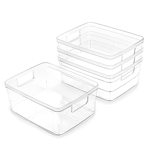 BINO Plastic Storage Containers, Small - 4 Pack THE LUCID COLLECTION, Multi-Use Organizer Bins Built-In Handles BPA-Free Clear, Fridge, Pantry & Home Organization - size: 4PK - SMALL