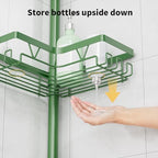 KEGII Shower Caddy Tension Pole, 4-Tier Rustproof Adjustable Corner Bathroom Organizer for Renters, 25–114.2 Inch No Drill Space-Saving Shower Storage Rack, Emerald Green - style: Tension Caddy - Emerald Green