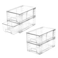 4 Pack Stackable Storage Drawers with Handles, Easy Assembly Clear Acrylic Fridge Organizer, Refrigerator Organizers and Storage for Kitchen, Under Sink, Pantry, Bathroom - size: 4Pack 4.4"H-with Dividers