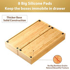Umilife Bamboo Kitchen Utensils Organizer, Extra Long High Silverware Drawer Holder, Flatware Cutlery Storage Box, Multi-Use Drawer Divider in Office, Bathroom, Pantry - 17"x6"x2.5" (Set of 2) - size: 17 x 6 x 2.5" (Standard, Set of 2)