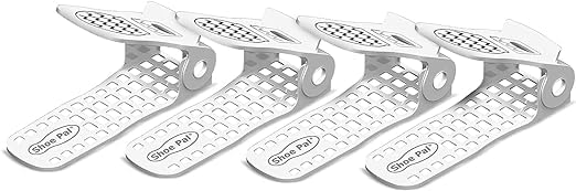 Shoe Slots Organizer for Closet 24 Pack White with 4 Adjustable Height Space Saving Durable Shoe Stacker for Storage, Shoe Organizer Space Saver for Pair of Shoes, Sandals, Sneakers & Heels