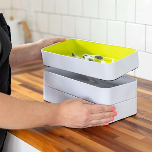 Three by Three Seattle 6 Piece Metal Organizer Tray Set for Storing Makeup, Stationery, Utensils, and More in Office Desk, Kitchen and Bathroom Drawers (1 Inch, Assorted Colors, Stripes) - color: Assorted Colors, Stripes, size: 6 Piece