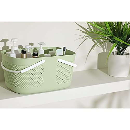 Shower Caddy Basket, Portable Large Capacity Thickened Plastic Organizer Storage Tote with Handles Drainage Toiletry Bag Bin for Bathroom, College Dorm Room Essentials, Kitchen, Camp, Gym, Green - color: Green