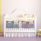 Cinaci 2pcs Cotton Pram Stroller Caddy Baby Crib Hanging Organizers Storage Pockets Nappy Diaper Bags Bedside Pockets for Milk Bottle/Soothing Toys/Wipes (Gray+Purple Set) - color: Gray+Purple Set