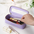Aveniee Clear Makeup Brush Bag, Slim Brush Holder Cosmetic Case, Small Travel Toiletry Bag for Women, Thin Make up Bags with Dual Zipper, Cute Travel Essentials Srorage Bag.Lilac - color: Lilac, style: Slim Elegance