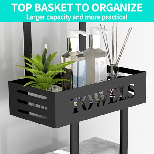 Over The Door Towel Rack, 3 Tier Hanging Towel Rack for Bathroom Stainless Steel, Over Door & Wall Mounted Towel Holder with Shelf Basket, Towel Storage for Small Bathroom, Black - color: Black - Over Door
