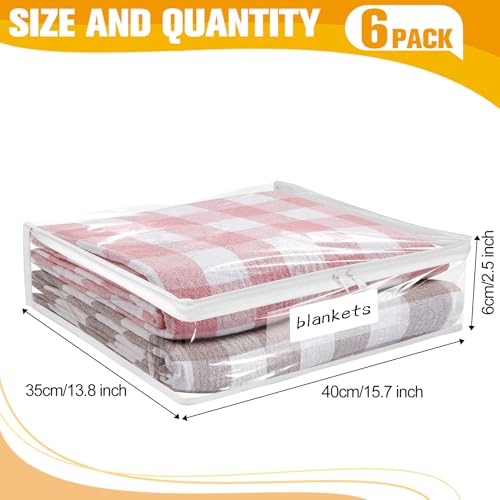 Kikerike Plastic Storage Bags with Easy-Glide Zipper, Pack of 6, Durable Clear Vinyl Zippered Storage Bags for Clothes Sweaters Comforters Blankets Sheets Bedding (15.7 x 13.8 x 2.5 Inch, White) - color: White, size: 15.7 x 13.8 x 2.5 Inch - 6 Pack