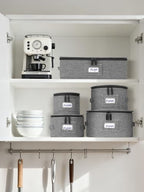 punemi China Storage Containers 5-Piece Set w/Hard Shell Sides & Bottom, Quilted Stackable Plate & Dish Storage Protectors, Adjustable Mug and Cup Storage Organizer for Moving and Dinnerware storage - style: StorageSet-China4pcs-Coffee1pcs
