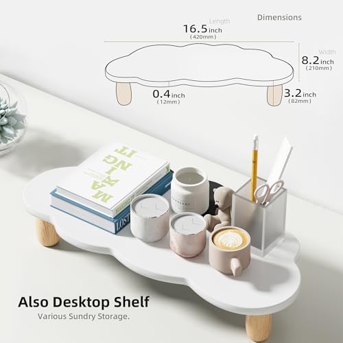 AFOOYO Monitor Stand Riser,Cloud Shape Wood Computer Monitor Stand, 16.5IN Monitor Stand Riser, Multi-Purpose Desktop Organizer Riser for Computer,Laptop,Printer,TV,White - color: White, size: Cloud