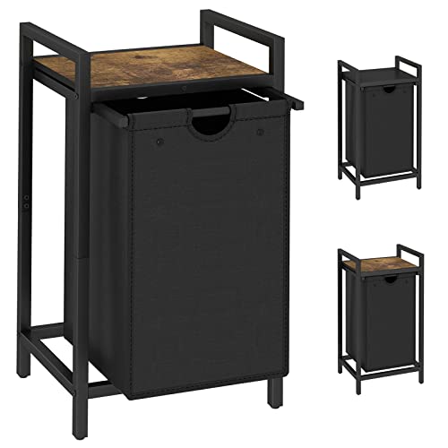 LAATOOREE Laundry Hamper, Two-Color Laundry Basket with Removable Laundry Bag and Top Shelf, Clothes Hamper for Samll Space,Laundry Room, Bedroom, Bathroom - style: 1bag-Rustic Brown