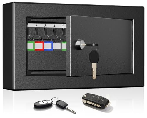 20 Position Key Lock Box Wall Mount, Anti-Theft Key Holder Wall Mount Lock Box with Key Lock and Colorful Key Tags, Secure Key Storage Organizer for Home, Office, Hotel, Car Dealership