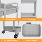 3 Tier Rolling Utility Cart with Handle,REBECAT Utility Cart Made of Multifunctional Storage Organizer Tool for Kitchen,Bathroom,Living Room,Office(Gray) - color: Gery