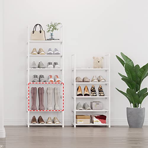 5-Tier Small Shoe Rack, Metal Stackable Kids Shoe Shelf Storage Zapateras Organizer,Narrow Shoe Rack Sturdy for Closet Hallway Entryway Living Room Bedroom (White) - size: 5-White