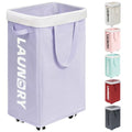Goodpick Laundry Basket with Wheels,75L Collapsible Laundry Baskets with Removable Wash Bag, Clothes Laundry Hamper on Wheels, Light Purple - color: Light Purple 1-Pack