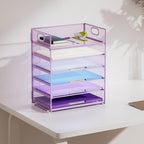 Marbrasse 2 Pack Desk Organizer with Handle, 6 Tier Paper Letter Tray, Mesh Desk File Organizer for Office, School and Home - Purple - color: 2 Pack - Purple