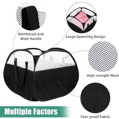 Collapsible Laundry Baskets, Tear Proof Pop Up Laundry Hamper with Large Capacity, Sturdy Foldable Laundry Basket, Easy to Carry Laundry Hamper for Home, Laundry Room, Bedroom, Dorm, Travel Black - style: Square Black