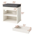 YMYNY Small Shoe Storage Bench with Cushion and Drawer, 2 Tier Adjustable Entryway Bench with Storage, Wooden Shoe Rack Bench for Entryway, Living Room, Hallway, Closet, Bedroom, White, HSC002W - color: White