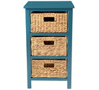 eHemco 3 Tier X-Side Storage Drawer with 3 Wicker Baskets, Teal - color: Teal, size: 14"D x 14"W x 25"H (3 Drawers)