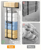 KIMBORA Towel Racks for Bathroom with Top Towel Shelf Hold 8 Large Rolled Towels, 36" Wall Mounted Bathroom Towel Storage Organizer for Small Bathroom, Camper, Rv (Black)