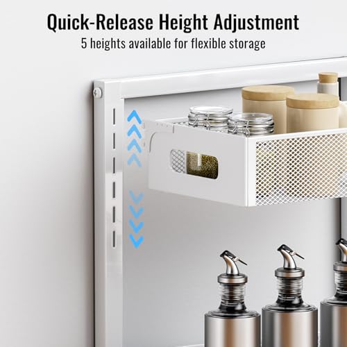 TISTAYA Full Metal Under Sink Organizer, Pull Out Cabinet Organizers and Storage, Silk-Smooth Sliding Drawer for Kitchen, Bathroom, Pantry, Cabinet, Closet (White, 2 Pack) - color: White, size: L-2PC