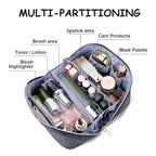 Travel Makeup Bags Organizer for Women: 3 Pcs Set Cosmetic Bag - Large Make up Bag with Compartments - Flat Open Waterproof Leather Toiletry Bags for Skincare, Brushes & Travel Essentials - Purple - color: 04-Purple