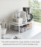 Yamazaki Home Tower Expandable Support Rack - Kitchen Storage Shelf Organizer - Small - Steel - color: White