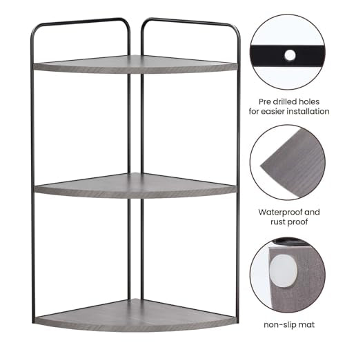 Forest Angle Bathroom Counter Organizer,Countertop Organizer,Vanity Organizers,Bathroom Storage,Bathroom Sink Caddy,Counter Shelf,Corner Counter,Corner Shelves(Black-Grey) - color: Black-grey 3 Tier