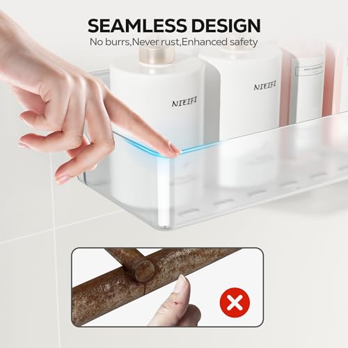 Nieifi Adhesive Wall Shelf, Shower Shelves, Shower Organizer for Bathroom Organization (A-Clear, 4 pieces) - color: A-Clear, size: 4 pieces