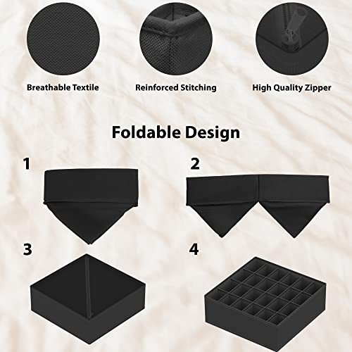Simple Houseware 4-Pack Drawer Organizer Set - Closet Dividers for Underwear, Socks, Bras, Scarves, Ties - Foldable Non-Woven Storage Boxes, Dark Gray - color: Dark Gray, size: 4 Pack
