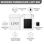 Calindiana Modern Farmhouse Metal Magnetic Lint Bin with Lid and Laundry Room Organization and Storage Wall Mount Space Saving Washer and Dryer Trash Can (White (LINT Brush Set)) - color: WHITE (LINT BRUSH SET)