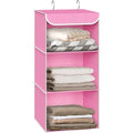 Simple Houseware 3-Shelf Hanging Closet Organizer, Fabric Storage Shelves with 57L Capacity, Pink - color: Pink