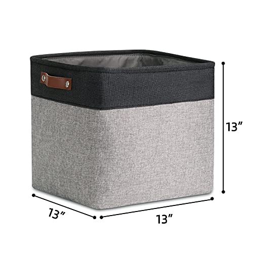 DULLEMELO Cube Basket for Storage, Collapsible Fabric Cube for Organizing, Storage Cube for Closet, Laundry, Nursery, Shelves, Decorative Basket for Gifts Empty (Black&Gray) - color: Black&Gray, size: Cube-13"x13"x13"