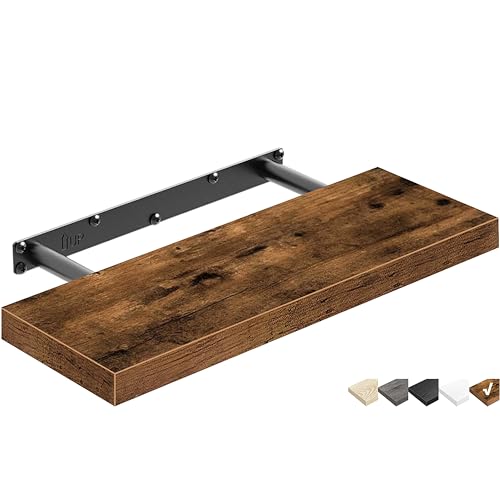QEEIG Floating Shelf for Wall Bathroom Shelves Bedroom Kitchen Living Room Farmhouse Small Book Shelf 16 inch Set of 1, Brown (015-BN1) - color: A. Brown, size: 1pc