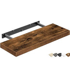 QEEIG Floating Shelf for Wall Bathroom Shelves Bedroom Kitchen Living Room Farmhouse Small Book Shelf 16 inch Set of 1, Brown (015-BN1) - color: A. Brown, size: 1pc