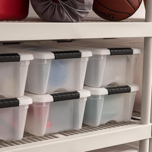 IRIS USA 13 QT Plastic Storage Box with Lid and Latches - 6 Pack - BPA-Free, Discreet Organizing Solution, Durable Nestable Stackable Containers, Secure Pull Handle - Pearl - size: 13 Qt, style: 6 Pack