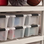 IRIS USA 13 QT Plastic Storage Box with Lid and Latches - 6 Pack - BPA-Free, Discreet Organizing Solution, Durable Nestable Stackable Containers, Secure Pull Handle - Pearl - size: 13 Qt, style: 6 Pack