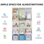 Modular Baby Wardrobe Closet, Portable Children Organizers and Storage for Nursery,15 Cubes with Hanging Rods,Multi-Functional Kids Storage Shelf-Bedroom Clothes Armoire (Boys & Girls)