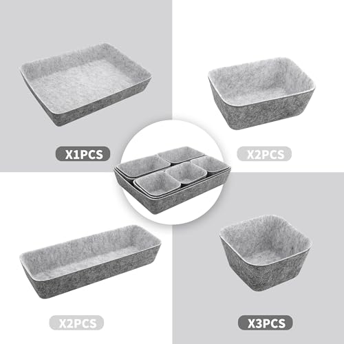 8pcs Drawer Organizers, Separators, Storage Box,Felt Storage Bins Inserts Tool Containers Toy Basket Shelf Cubes Foldable Drawer Dividers Desk Organisers -Grey Matching - color: Grey Matching
