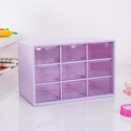 Desk Organizers Box with 9 Compartments – Plastic Desktop Drawer Storage Box, Storing Organizer for Hardware, Beads, Makeup, Office, and Craft Storagew(Purple)