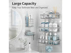 Liuoud 5 Pack Shower Caddy Organizer Rack Shelf for Inside Shower, Self Adhesive Bathroom Wall Storage Basket Rustproof Stainless Steel Large Capacity Shampoo Holder, Grey - color: Grey