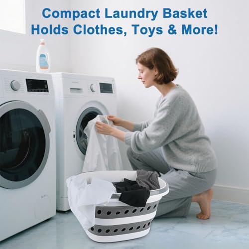 28L Collapsible Laundry Basket with Handle, Foldable Clothes Basket Laundry Hamper Plastic Storage Bin, Pop-Up Hamper for Dirty Clothes, Portable Storage Container Outdoor Camping Home RV Accessories - size: 28L