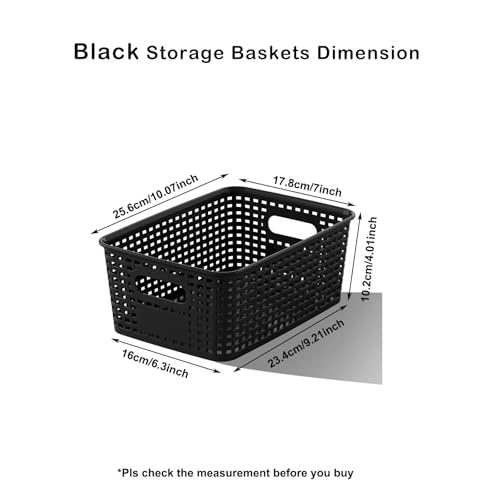 Black Plastic Storage Basket for Organizing 12 Pack Small Storage Bins Container for Shelves, Shelf Baskets with Handles for Classroom, Closet, Pantry Organization - color: Black