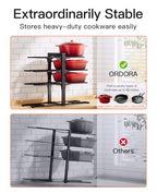 ORDORA Pots and Pans Organizer Rack for Cabinet, 15.83" Height 8-Tier Heavy Duty 120LBS Pot Pan Organizer under Cabinet Adjustable for Dutch Oven, Cast-iron Pan, Heavy Skillets Griddles, Shallow Pot - size: M-15.83"H-HeavyDuty