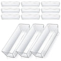 Dimeho 12 PCS Drawer Organizers Clear Plastic Vanity Drawer Dividers Kitchen Silverware Utensil Storage Desk Storage Tray for Bathroom Bedroom Office Makeup Jewelry 9 x 3 x 2 Inches