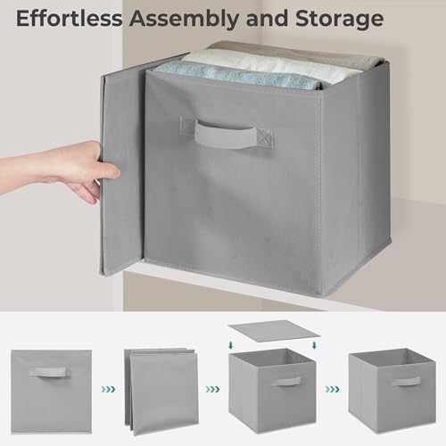 11 Inch Fabric Storage Bins, Storage Cubes, Collapsible Cube Storage Box, Fabric Closet Organizers with Handle for Home, Office, Shelf, Closets, Bedroom, Living Room, Grey, 36 Pack - size: 36 PACK