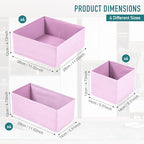 12 Pack Drawer Organizers Underwear Drawer Dividers Foldable Storage Boxes Fabric Closet Organizers Storage Cubes for Clothes Bras Socks Ties Cosmetics Stationeries Hair Accessories(Pink)