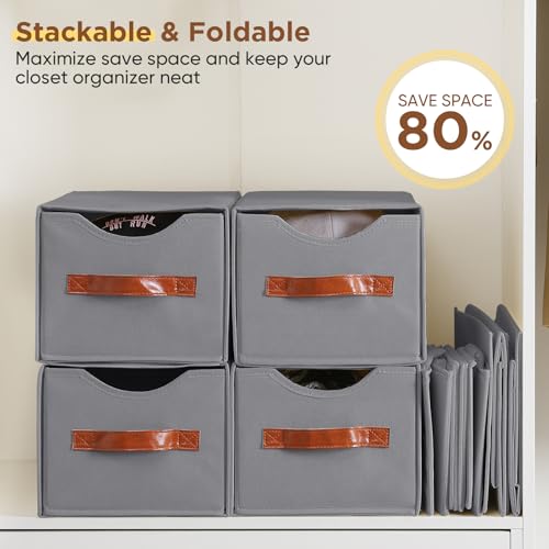 2 Pack Stackable Storage Drawers, Fabric Closet Organizers and Storage with Handles and Clear Window, Pull-Out Clothes Storage Bins with Drawer for Closet, Bedroom, Living Room, Under Bed, Gray - color: Gray, size: 2 Pack