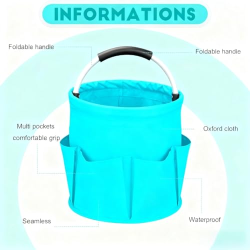 Cleaning Caddy for Cleaning Supplies,17L Cleaning Supply Caddy with Handle Foldable Cleaning Supplies Organizer Bucket Cleaning Products Organizers for Home, Garden (Lake Blue) - color: Lake Blue